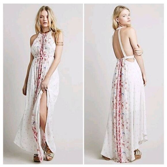 FreePeople Caught in the Moment Maxi Dress, Ivory/ Pink/Prpl Floral, NWOT, SZ.2 - Picture 3 of 10